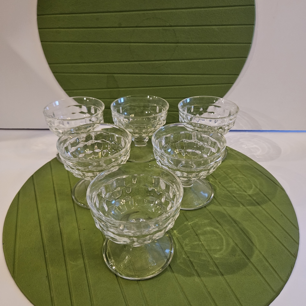 Set Of 6 Vintage Pedestal Goblets, Bowls.